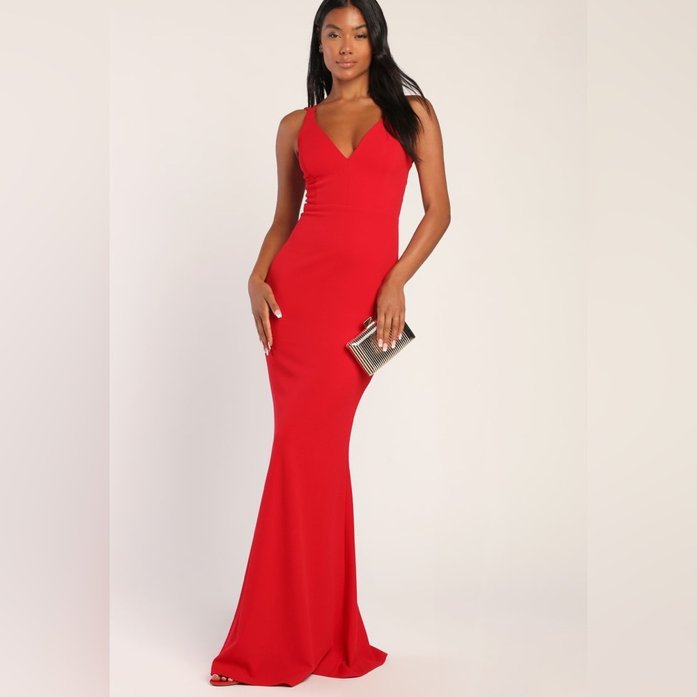NWT Lulus Elegant Red Evening Mermaid Gown